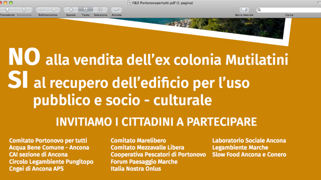 “No alla svendita della Casa ex Mutilatini a Portonovo”